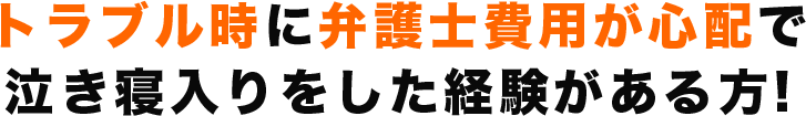 トラブル時に弁護士費用が心配で泣き寝入りをした経験がある方!