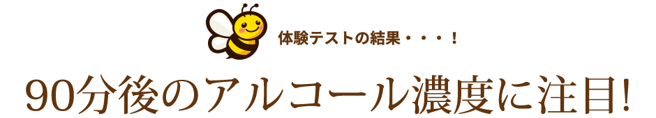 体験テストの結果・・・！90分後のアルコール濃度に注目!